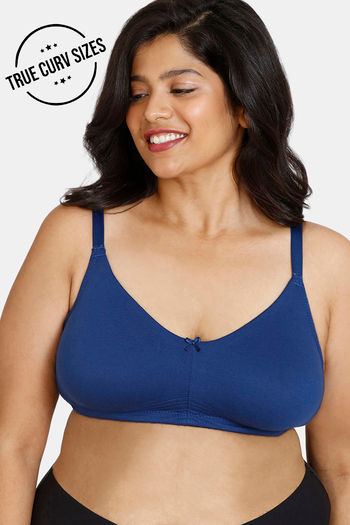 Buy Zivame True Curv Double Layered Non Wired 3/4th Coverage Sag Lift Bra - Navy Peony